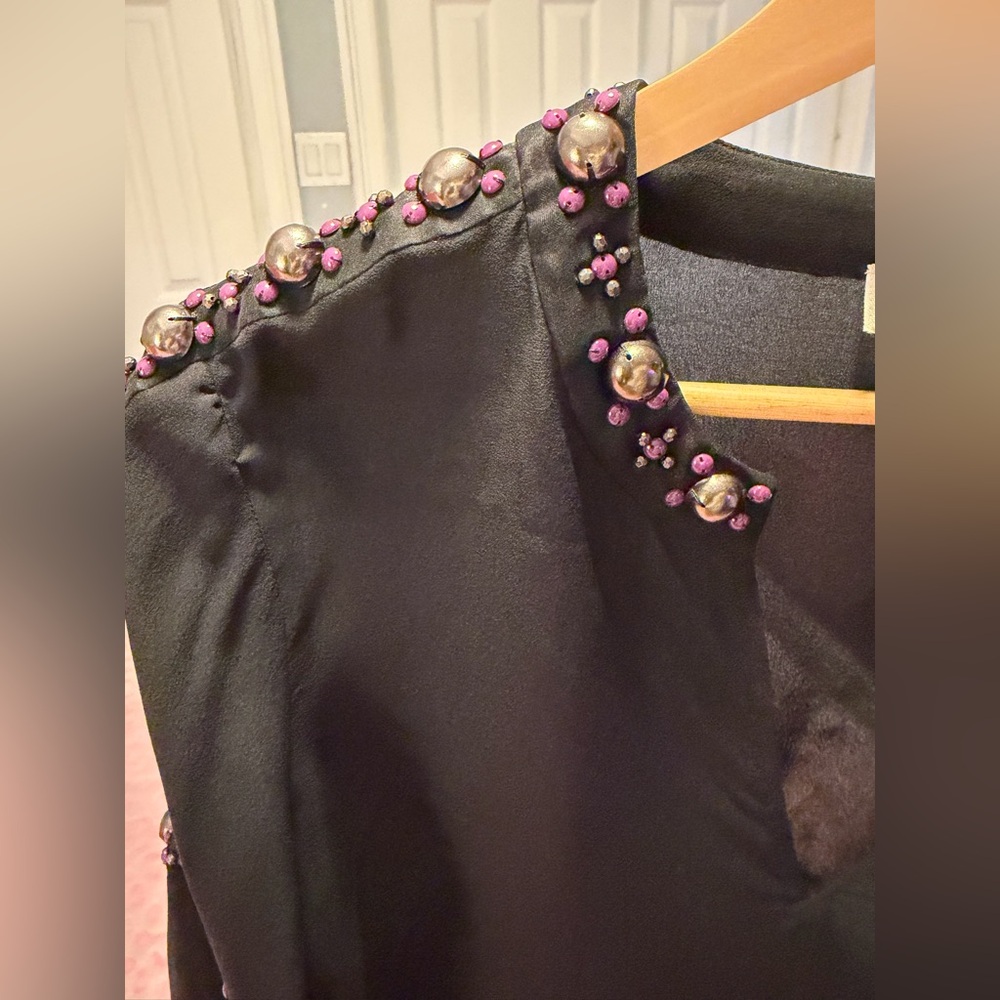 Tory Burch Black Blouse Mezair 100%Silk Tunic 
Women’s Size:8 - Picture 3 of 10